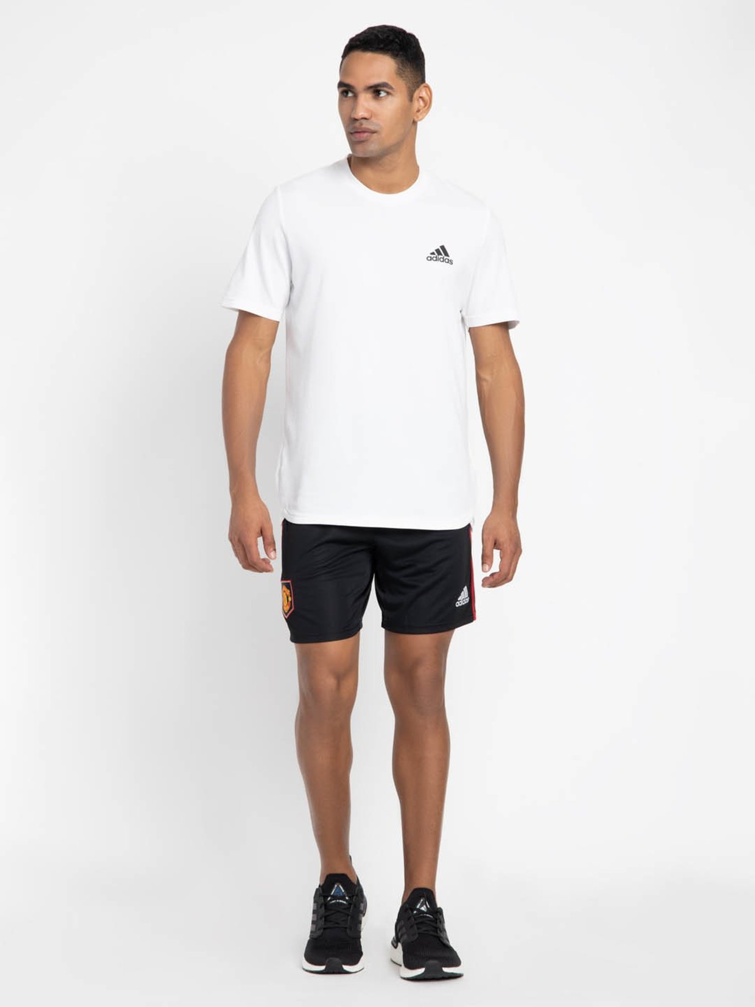 Adidas Black Regular Fit Striped Sports Shorts