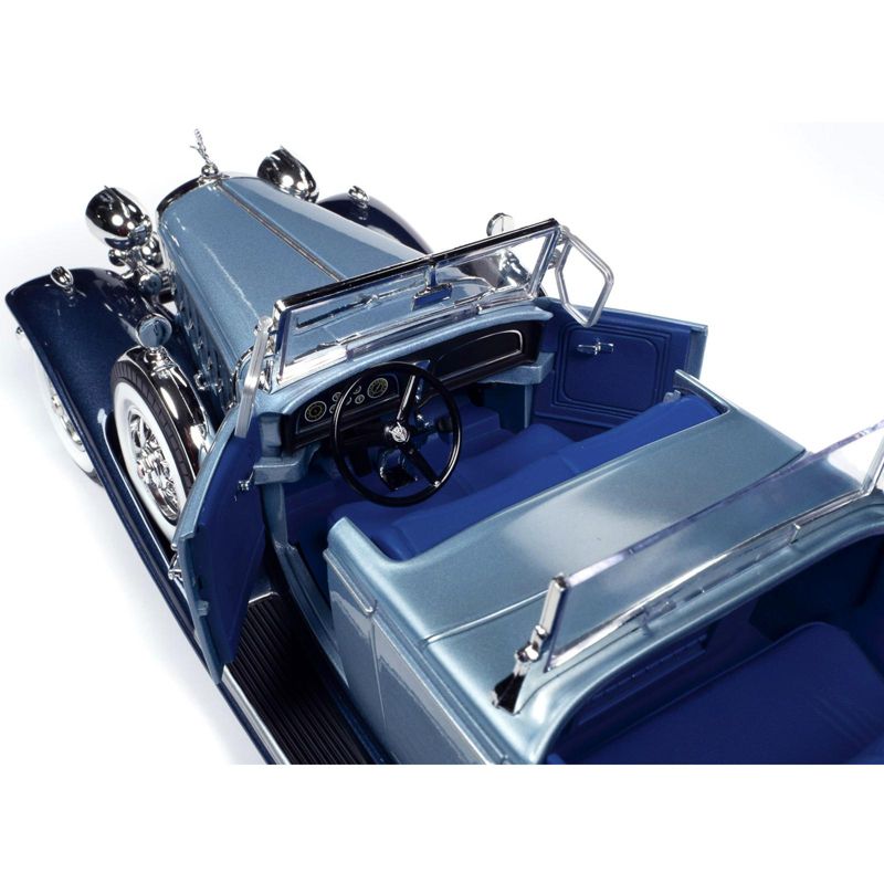 1932 Cadillac V16 Sports Phaeton Metallic Light Silver Blue and Enamel Dark Blue 1/18 Diecast Model Car by Autoworld