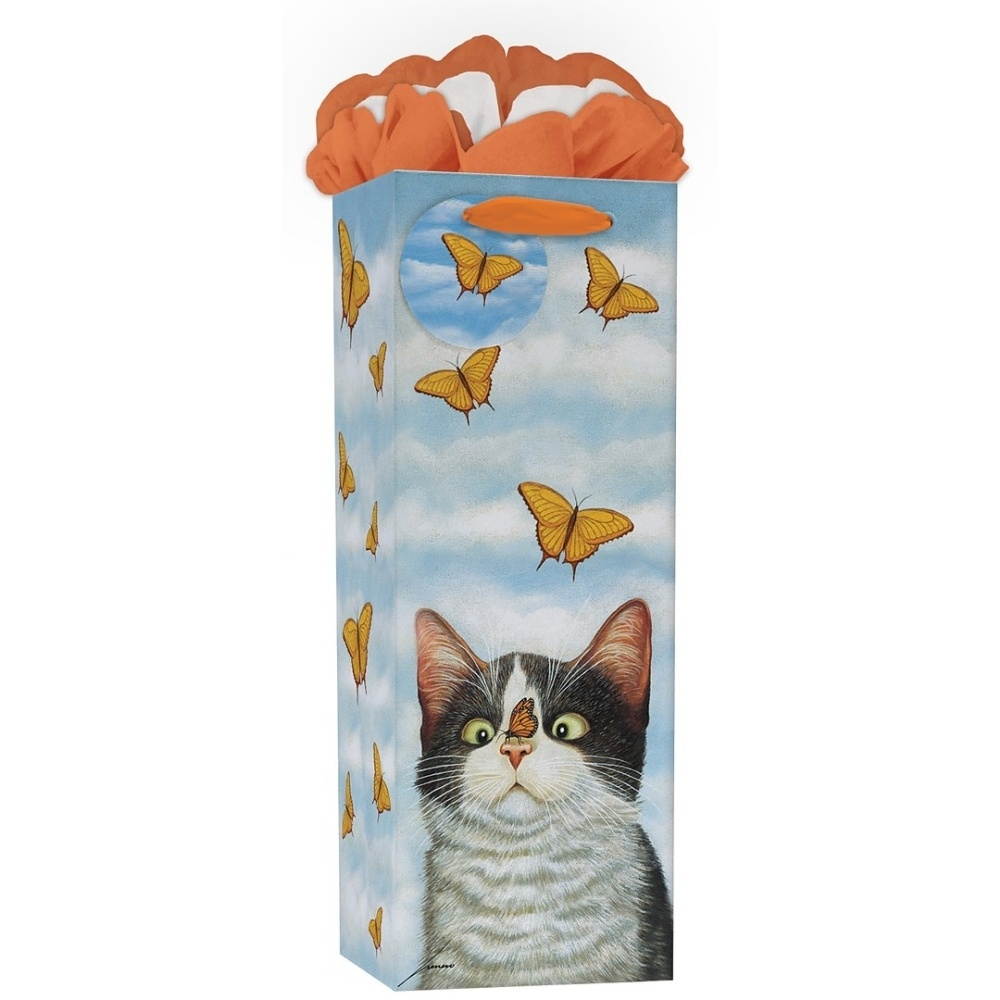 Lang Companies,  American Cat Bottle GoGo Gift Bag by Lowell Herrero