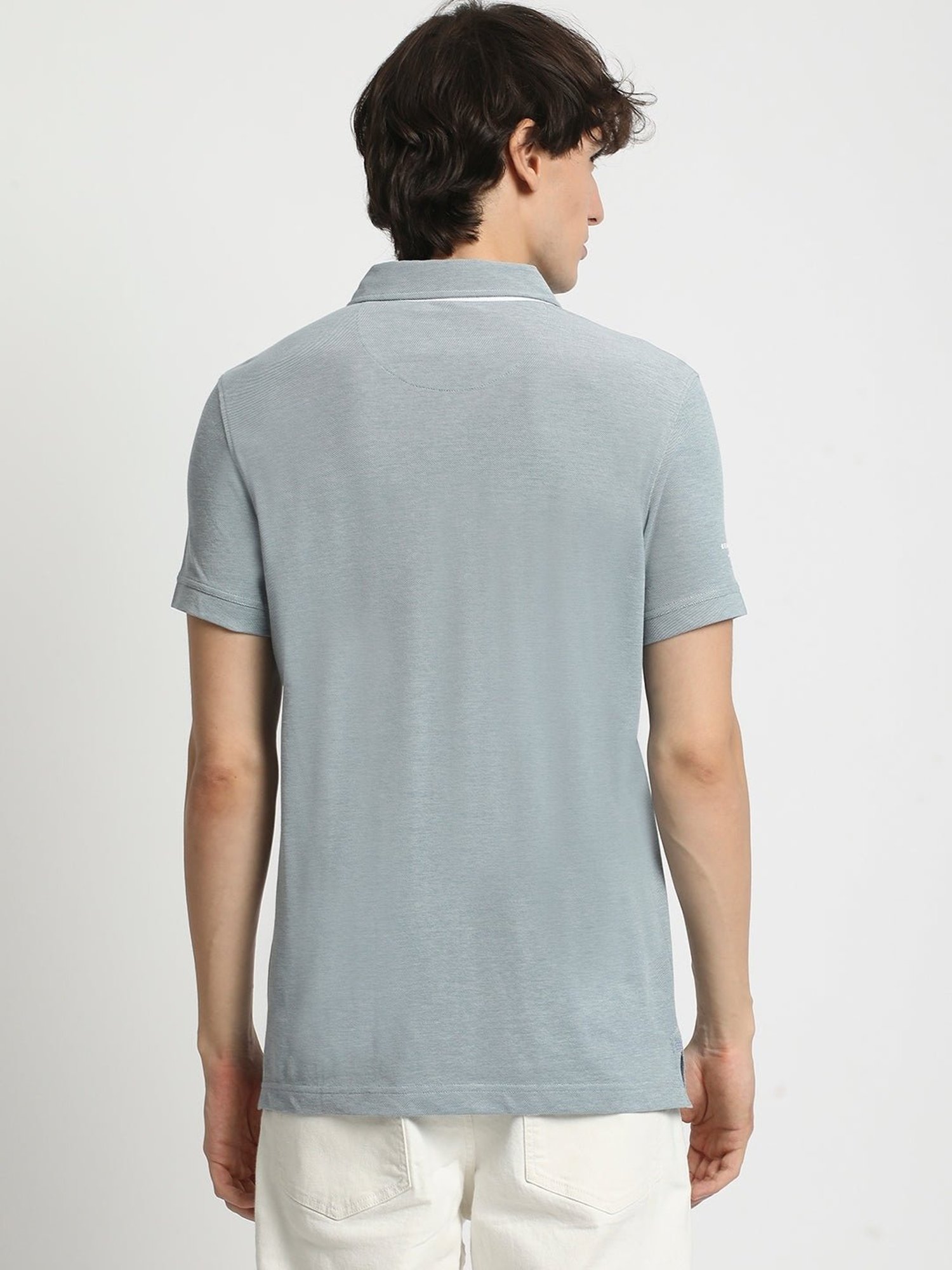 The Bear House Blue Cotton Regular Fit Polo T-Shirt