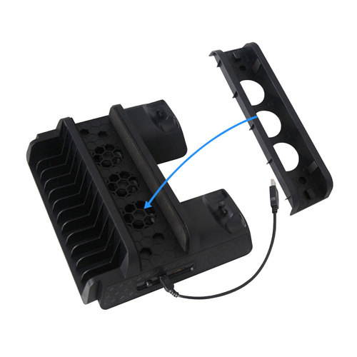 Deco Gear Vertical Dual Controller Charging Dock for PS4/ PS4 Slim/ PS4 Pro with 2 High Speed Cooling Fans and Slot for 12 Games