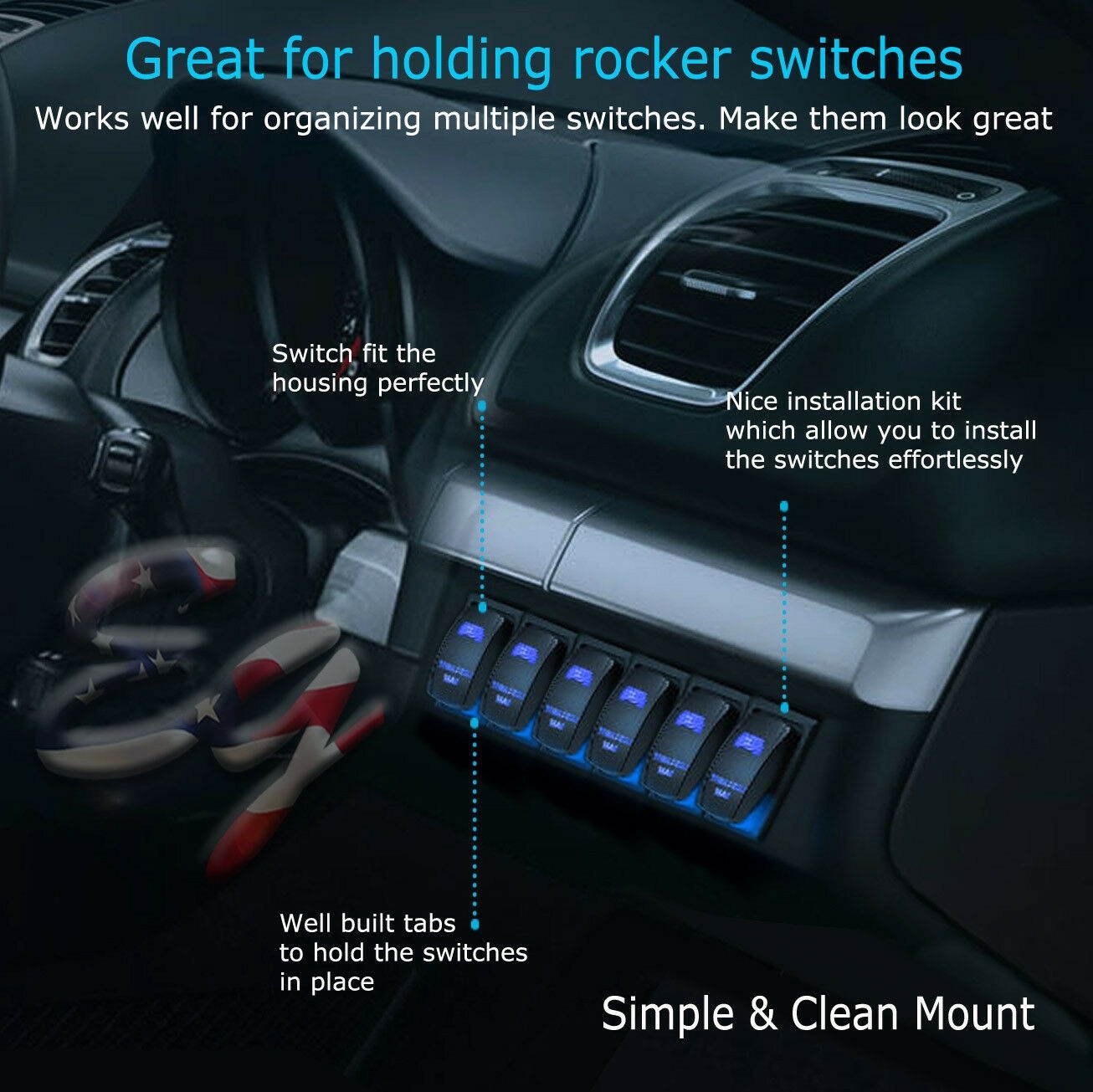 Middle PCS Car Rocker Switch Clip Panel Patrol Holder Housing ARB Carling Style