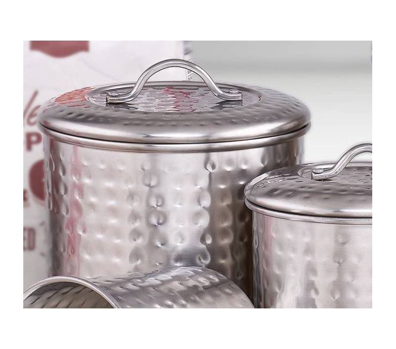 Old Dutch 4pc Brushed Nickel Hammered Canister Set