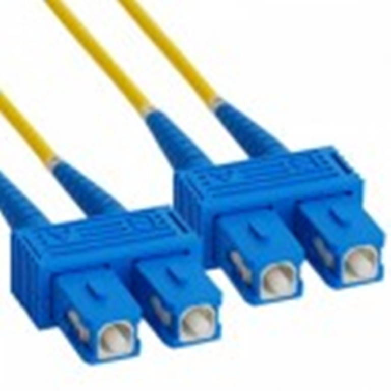 SC Fiber Optic Patch Cord, Duplex, Singlemode (OS1), Yellow, 2 Meters