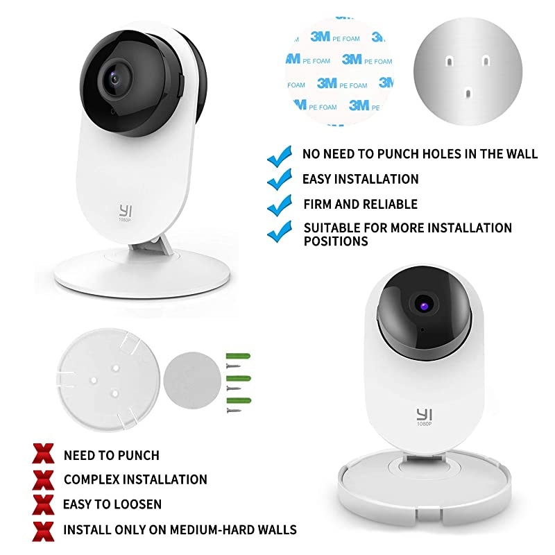 Pack Wall Mount for Yi Home Security Camera No Punching Extremely Simple Installation Camera is NOT Included