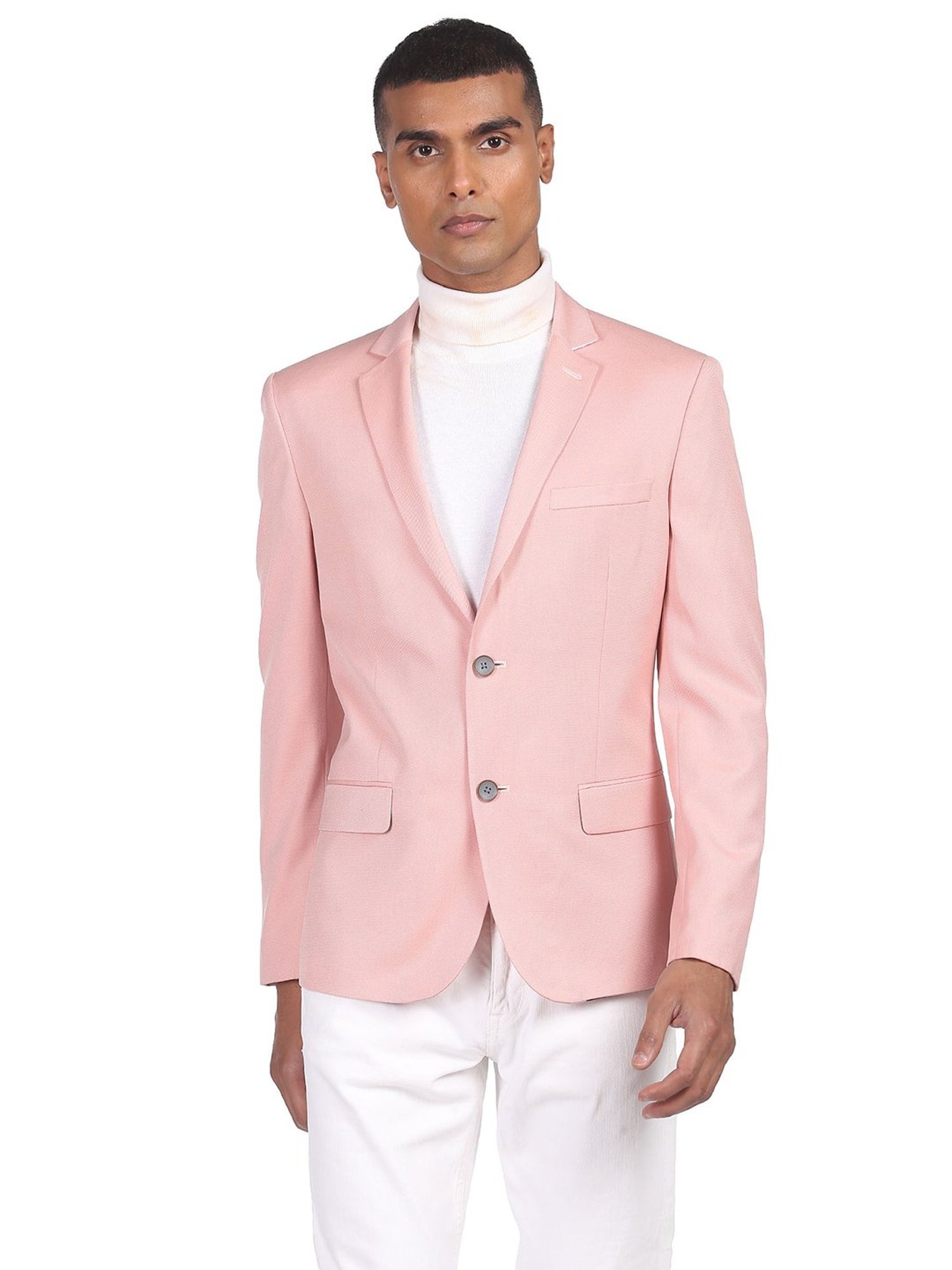 AD by Arvind Pink Full Sleeves Notched Lapel Blazer