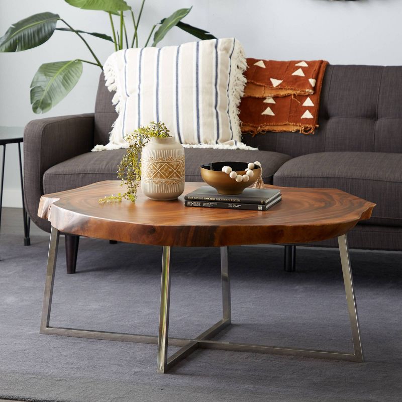 Contemporary Stainless Steel Coffee Table Brown - Venus Williams Collection