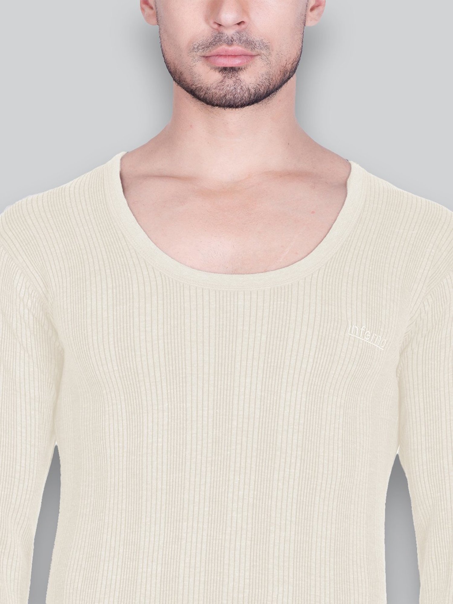 LUX Inferno White Skinny Fit Striped Thermal Set