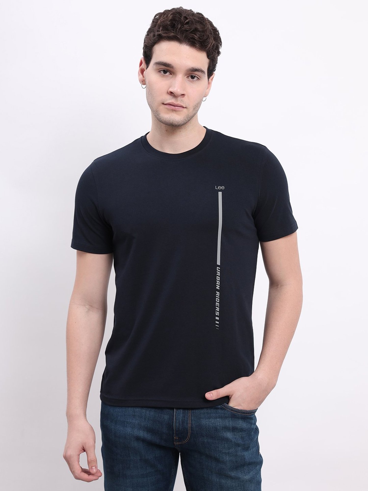 Lee Dark Navy Regular Fit Printed Crew T-Shirt