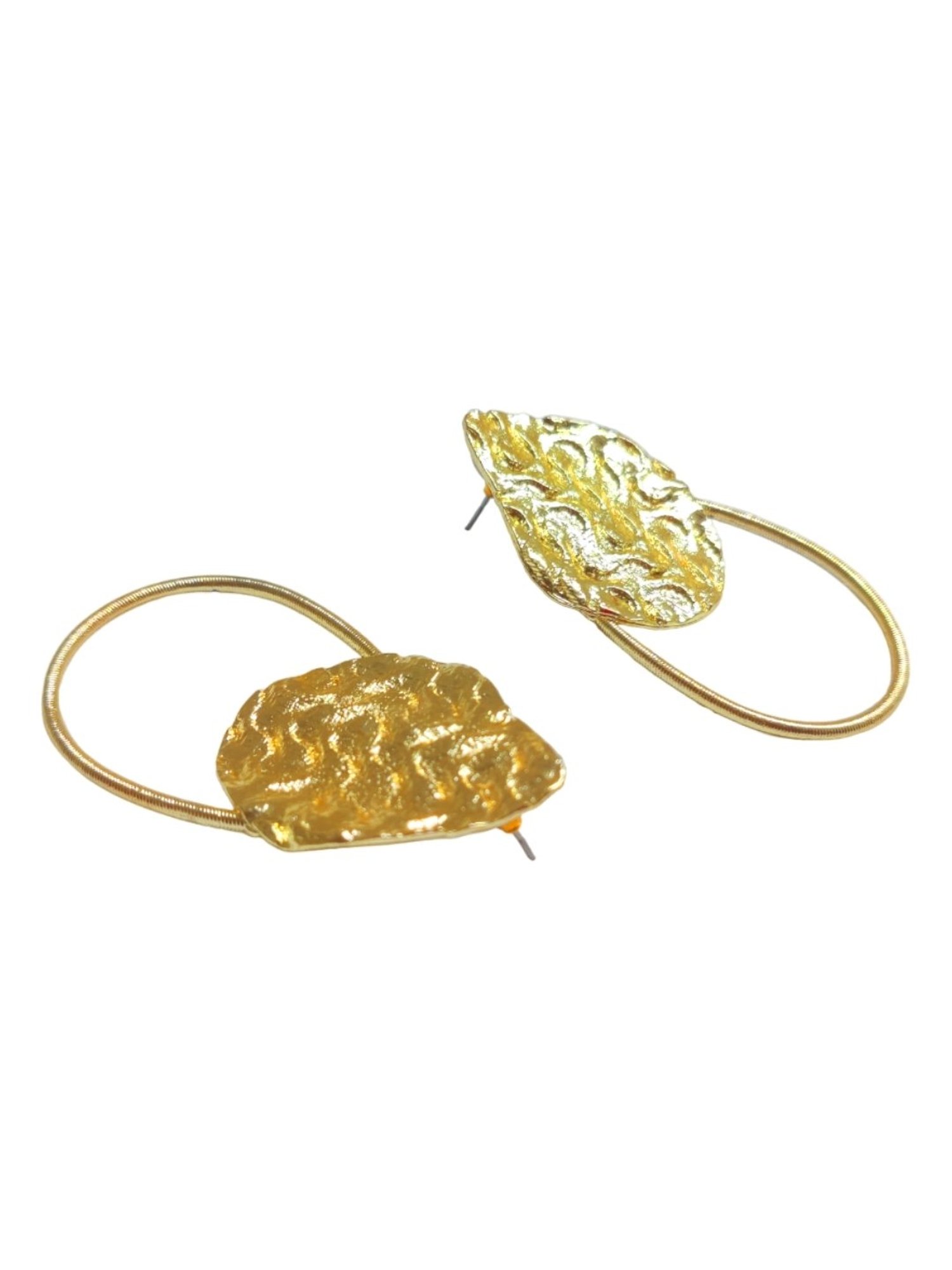 OOMPH Gold Bold Look Textured Dangler Earrings