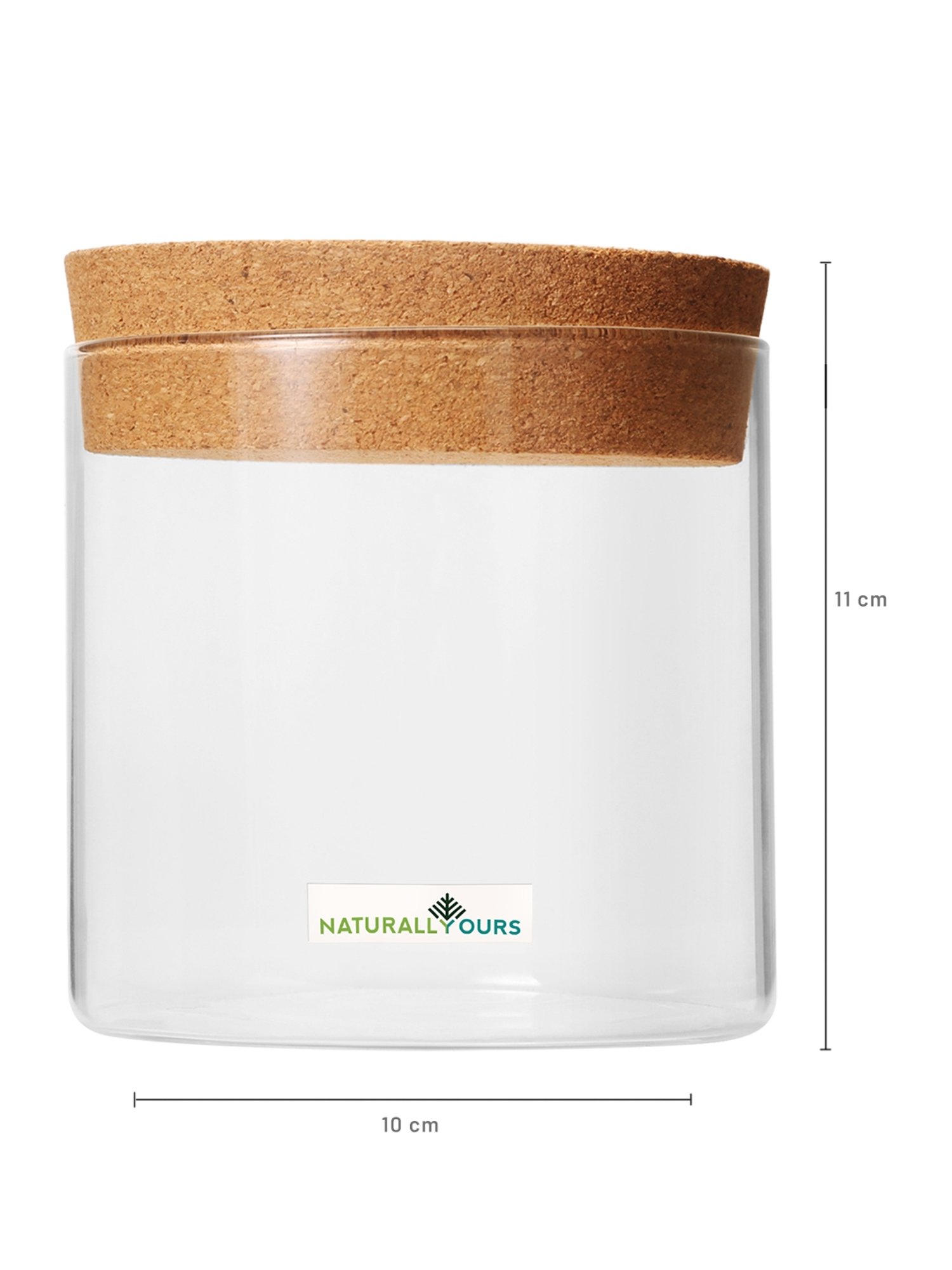NATURALLYOURS Borosilicate Transparent Glass Storage Jars With Cork Lid -630 ml