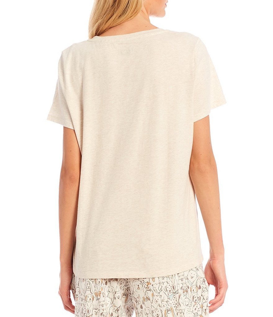 Sleep Sense Cold Nose, Warm Heart Screen Print Knit Scoop Neck Short Sleeve Sleep Tee