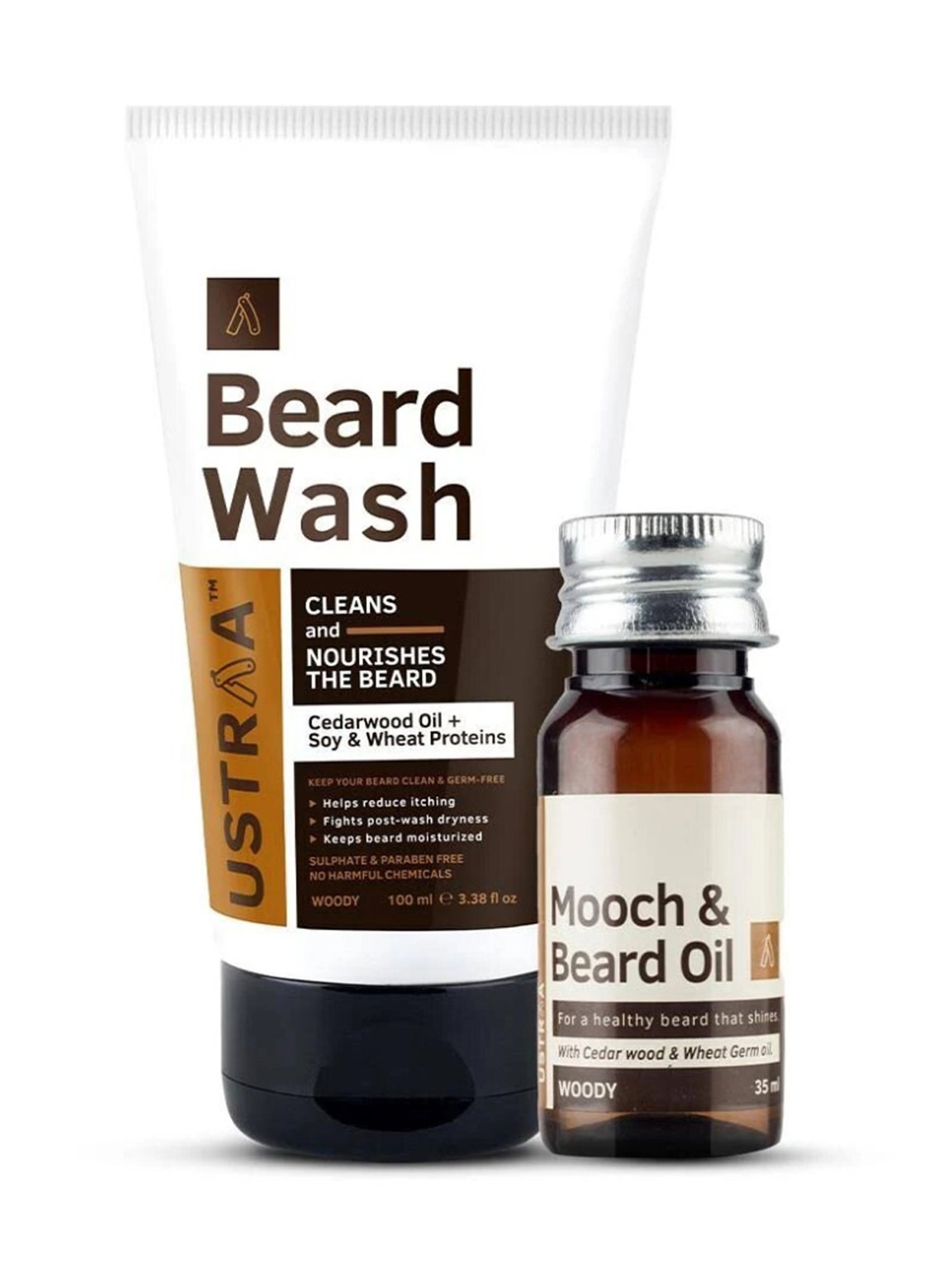 Ustraa Beard Oil Woody & Beard Wash Woody