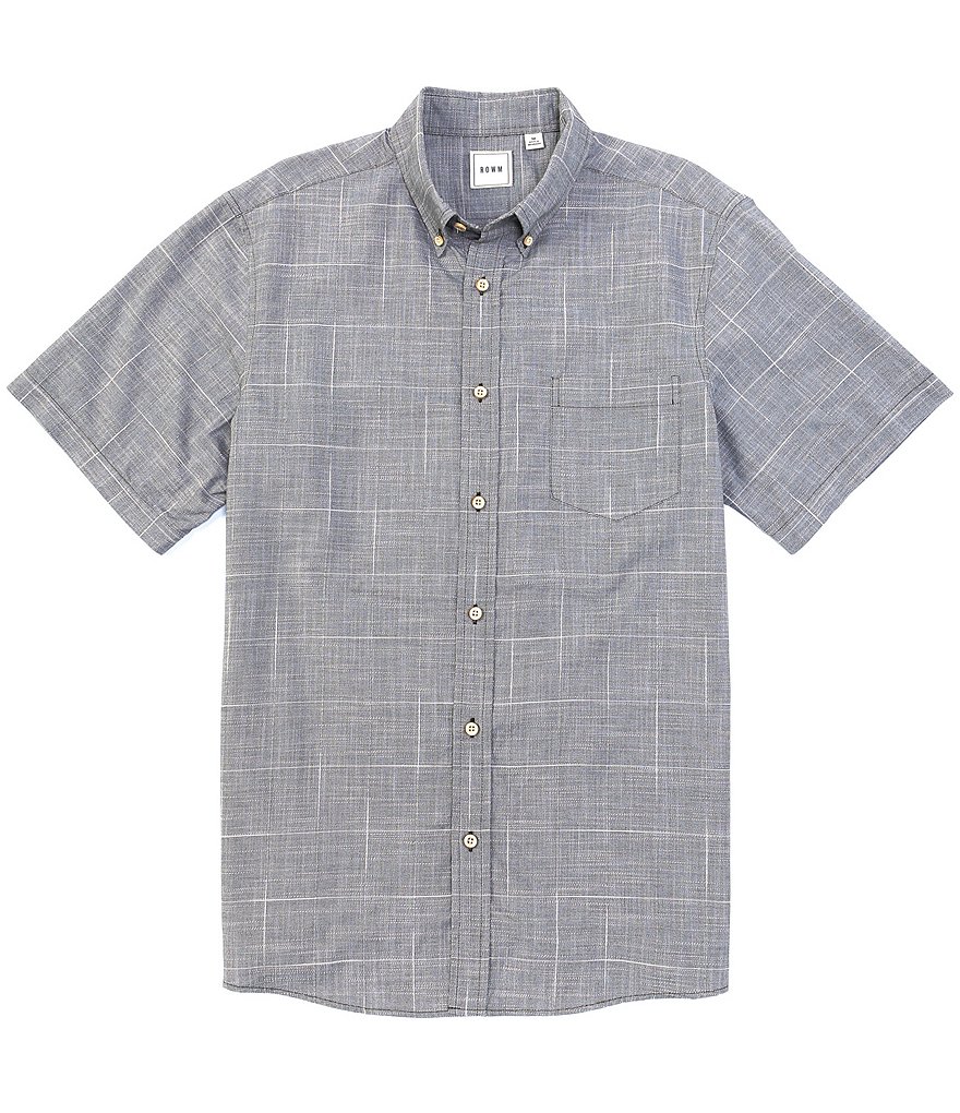 Rowm Short Sleeve Textured Window Pane Sportshirt