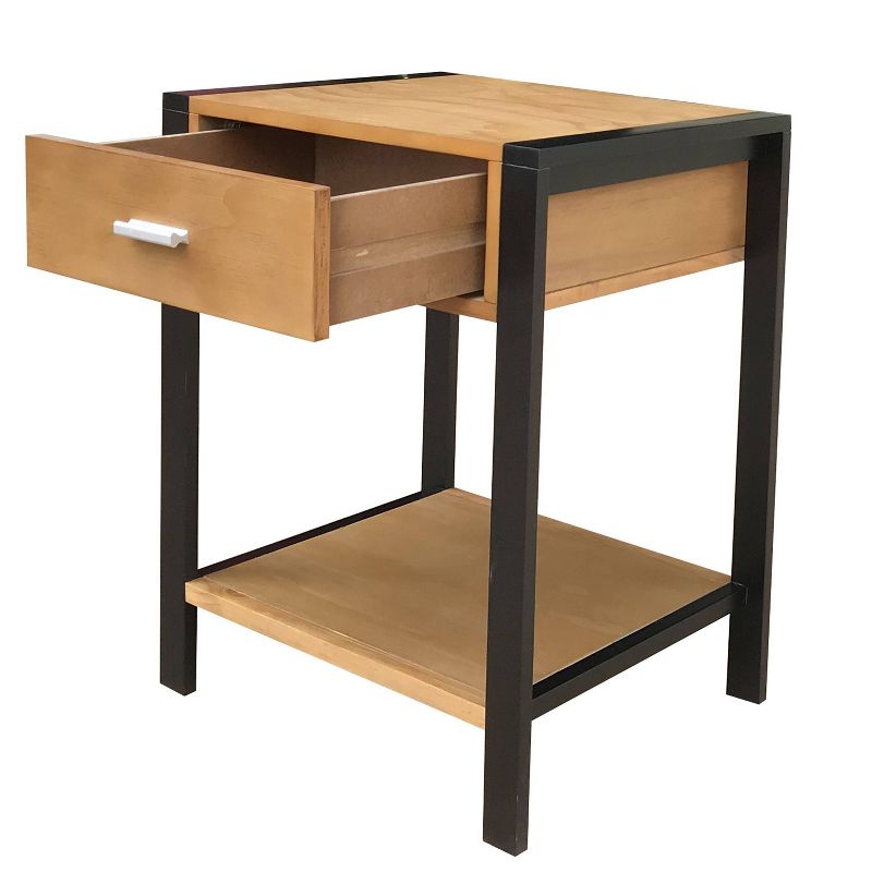 Mango and Flat Black Accent Table Wood/Black - Silverwood