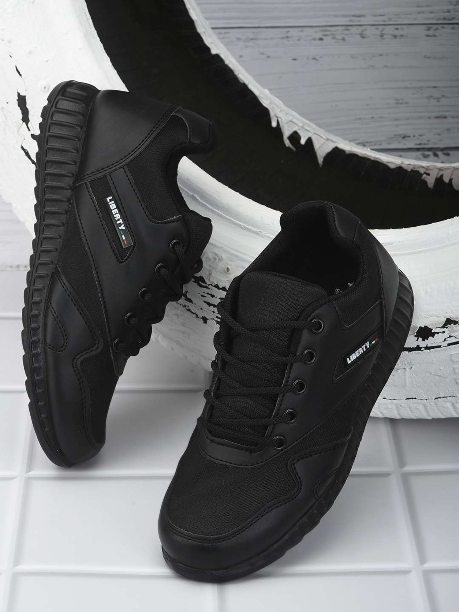 Force 10 By Liberty Kids Black School Shoes