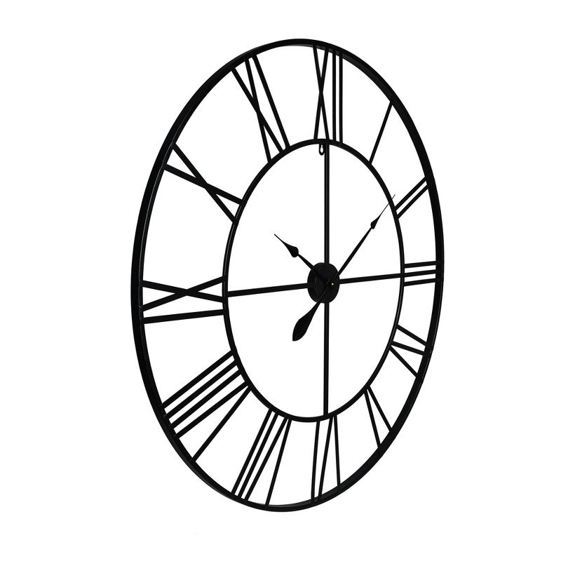 36" Metal Cut Out Roman Numeral Wall Clock Gray - Patton Wall Decor