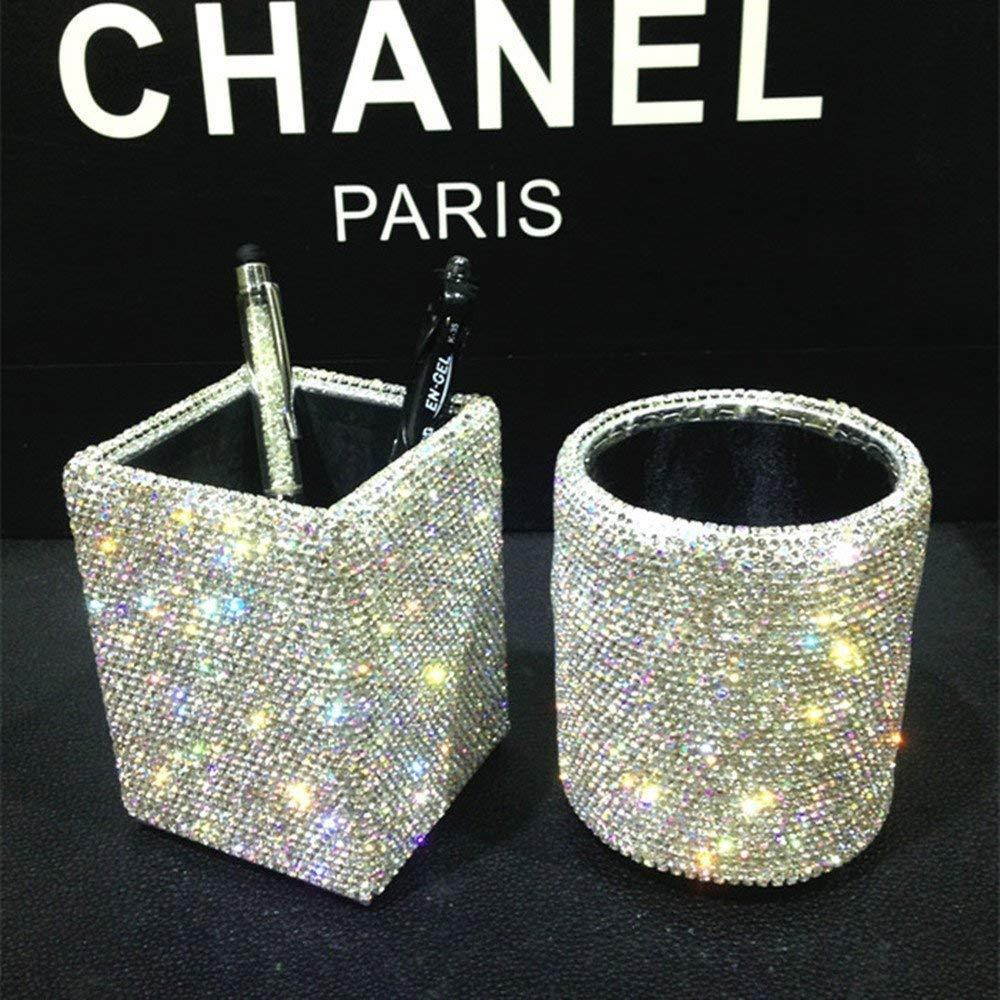 TISHAA Bling Bling Decorative Pencil and Pen Organizer Holder (White Crystal)