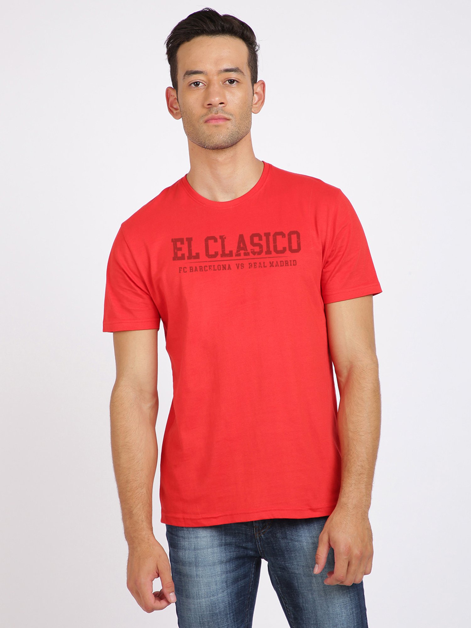 BLACK RADIO Red Slim Fit Printed Crew T-Shirt