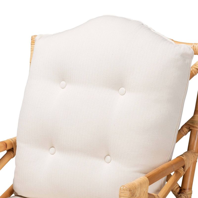Sonia Rattan Armchair Natural/White - Baxton Studio