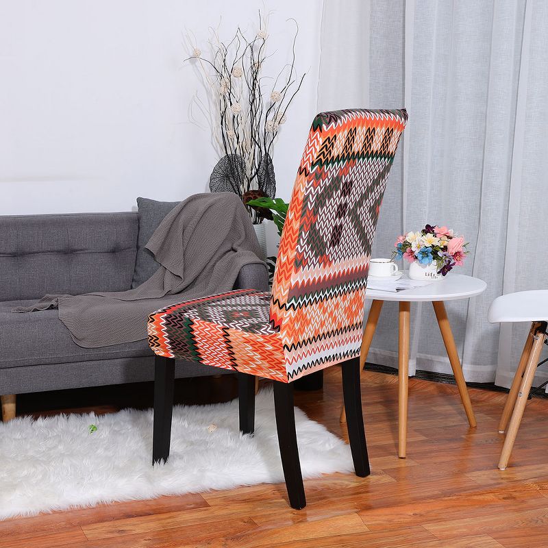 1 Pc Polyester Spandex Floral Print Fit Home Dining Chair Slipcovers Multicolored  - PiccoCasa
