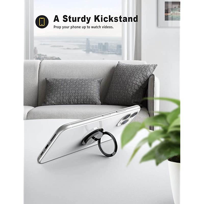 Cell Phone Finger Ring Holder  Phone Kickstand Metal Grip Stand for Hand Compatible with iPhone 11 Pro XS Max XR X 8 7 6 6s Plus 5s SE Galaxy S10 S8 S9 Small Version