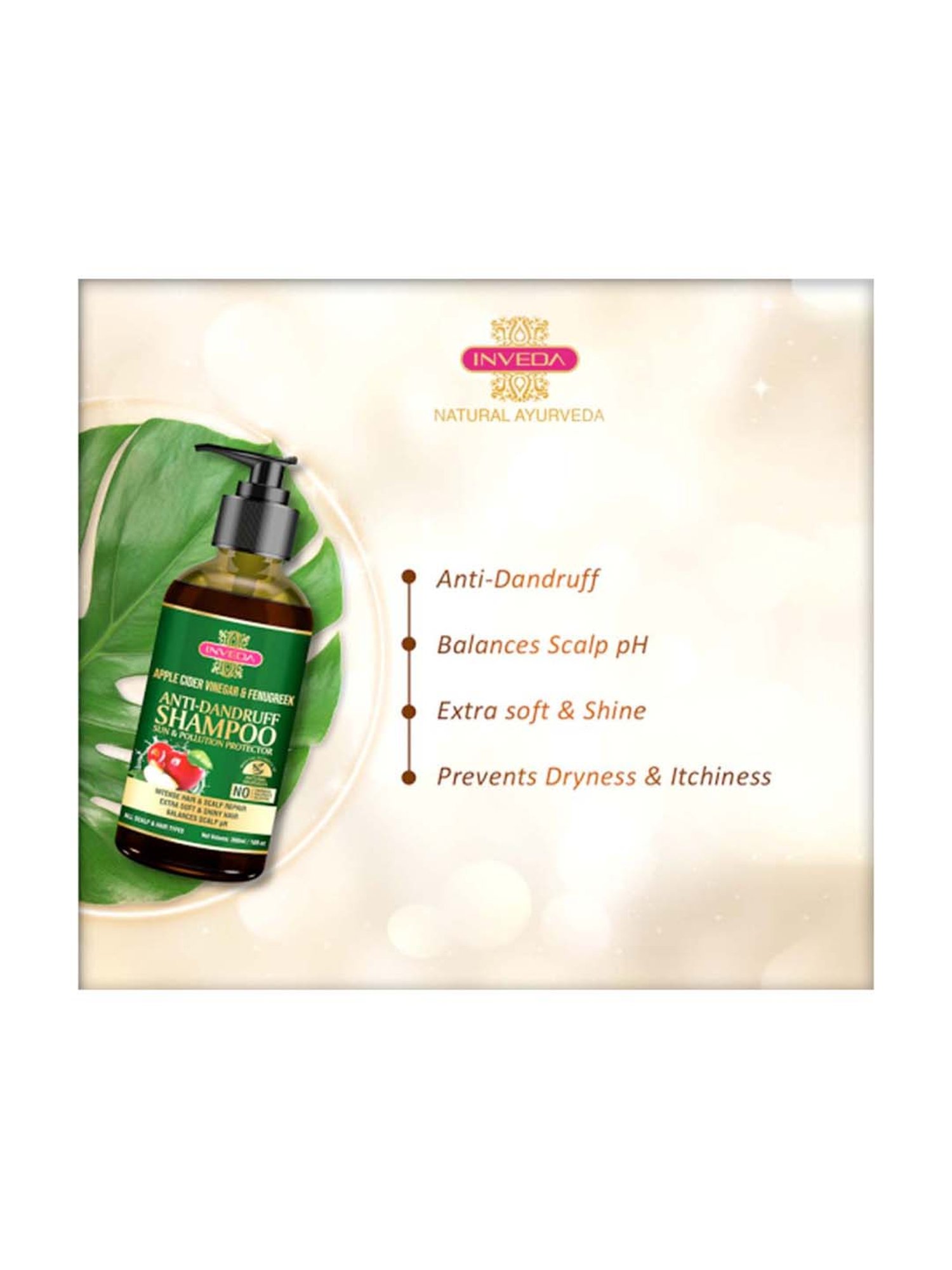 INVEDA Apple Cider Vinegar And Fenugreek Anti-Dandruff Shampoo - 300 ml