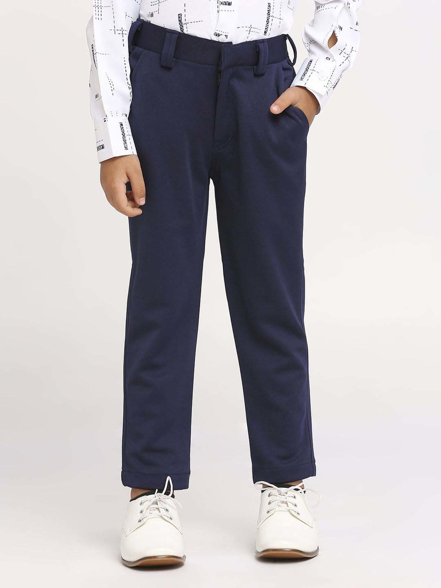 Kids Island Boys Blue Solid Full Sleeves Suit Set