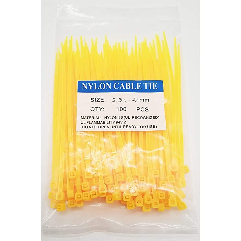 4" Inch Yellow Zip Ties (100 Pieces), 18lb Strength, Nylon Cable Wire Ties