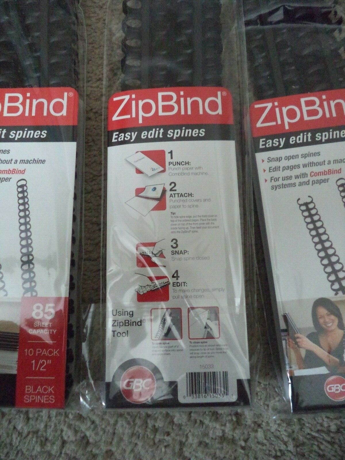 50 Pack GBC Zipbind 1/2&rdquo; Black Easy Edit CombBind Spines 85 SHEET CAPACITY 15033