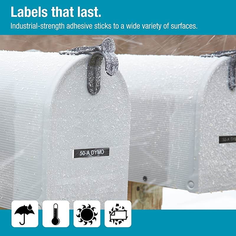 D1 Durable Labeling Tape for LabelManager Label Makers White Print on Black Tape 12 W x 10 L 1 Cartridge 1978365