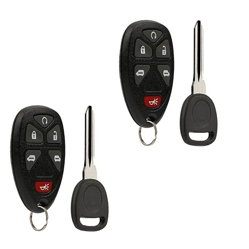 Key Fob Keyless Entry Remote with Ignition Key fits Chevrolet, Buick, Pontiac, Saturn (15114376), Set of 2