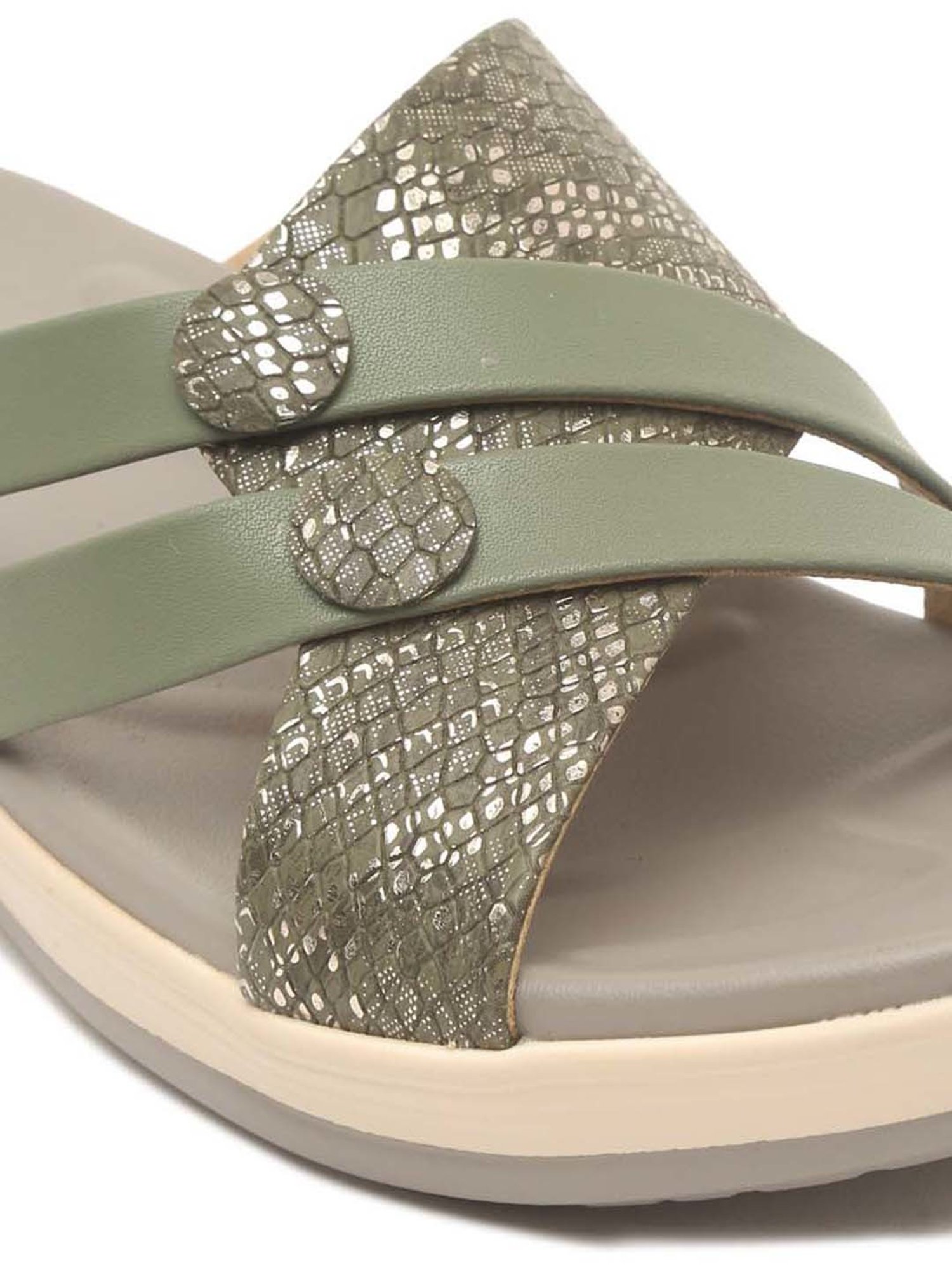 Pelle Albero Women's Sage Green Cross Strap Wedges