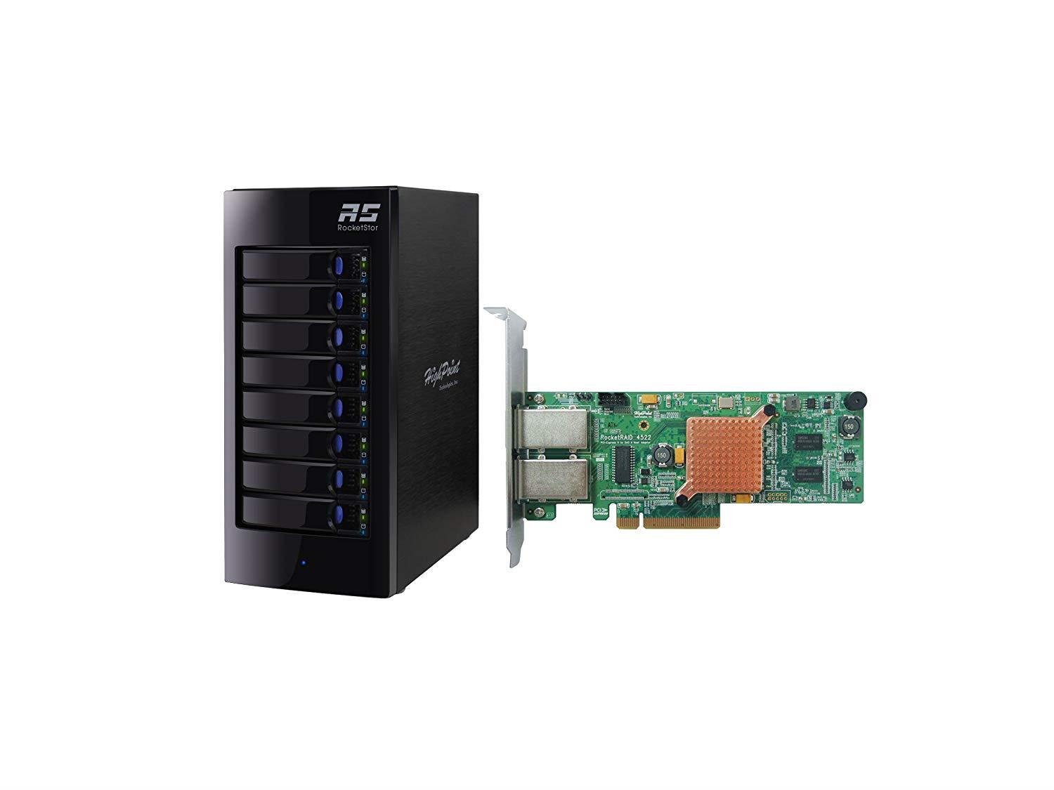 Highpoint RocketStor 6418AS 8-Bay 6Gb/s SAS/SATA Hardware RAID Tower Enclosure