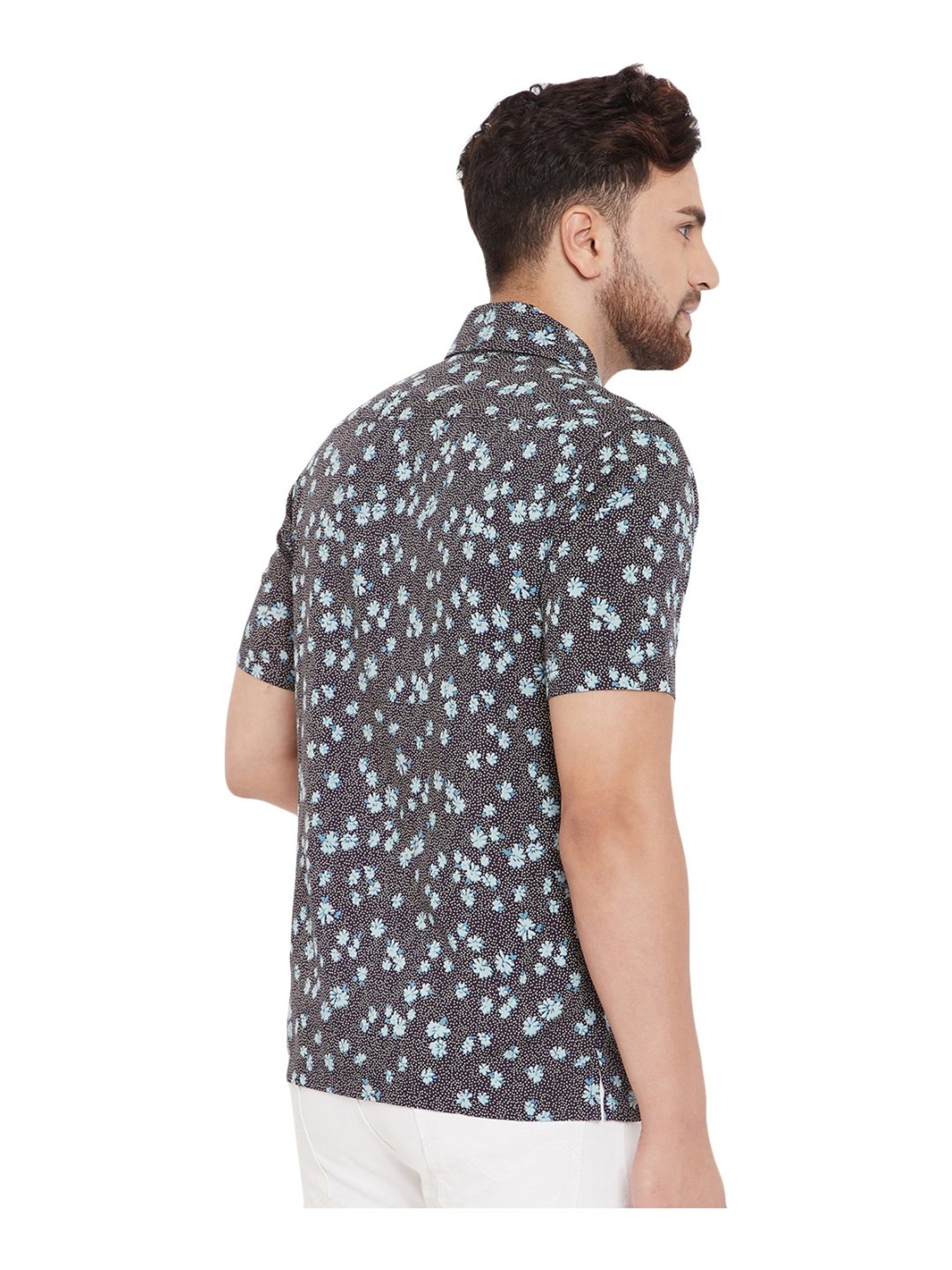 Even Black Slim Fit Printed Shirt