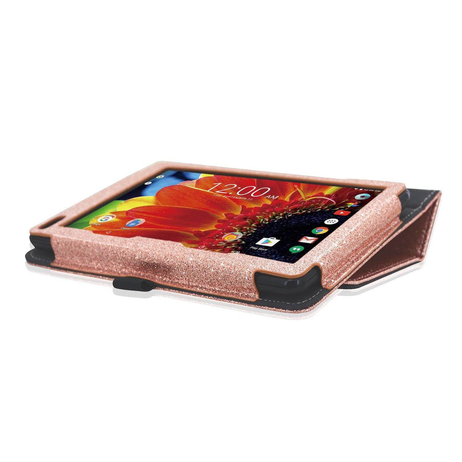 ACdream RCA Voyager 7 Case, Folio Premium PU Leather Cover Case for RCA Voyager 7" 16GB/8 GB Tablet Android 6.0 (Marshmallow), Rose Gold Star Star of Paris