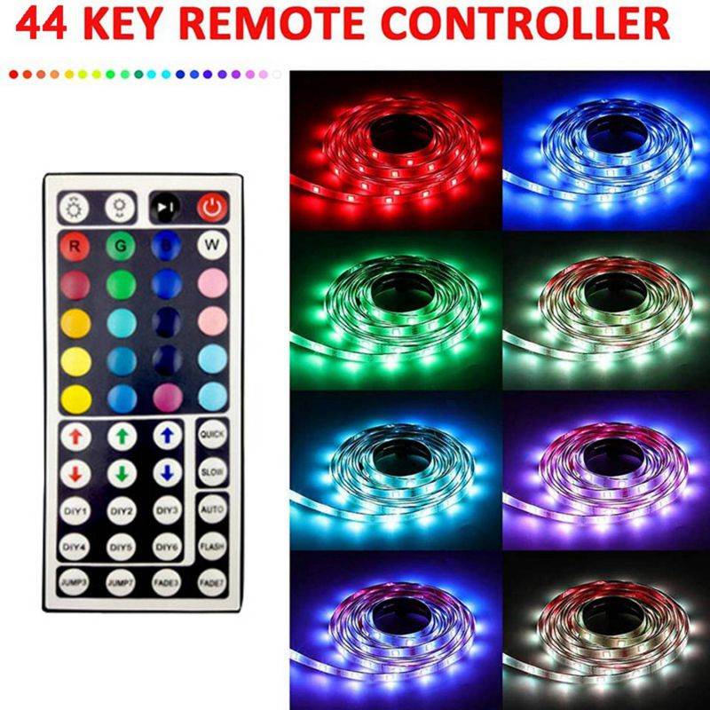 2 Pcs Led Strip Lights with 44 Keys Remote Flexible Color Changing RGB Light Strips for Bedroom US Plug, 5M & 10M