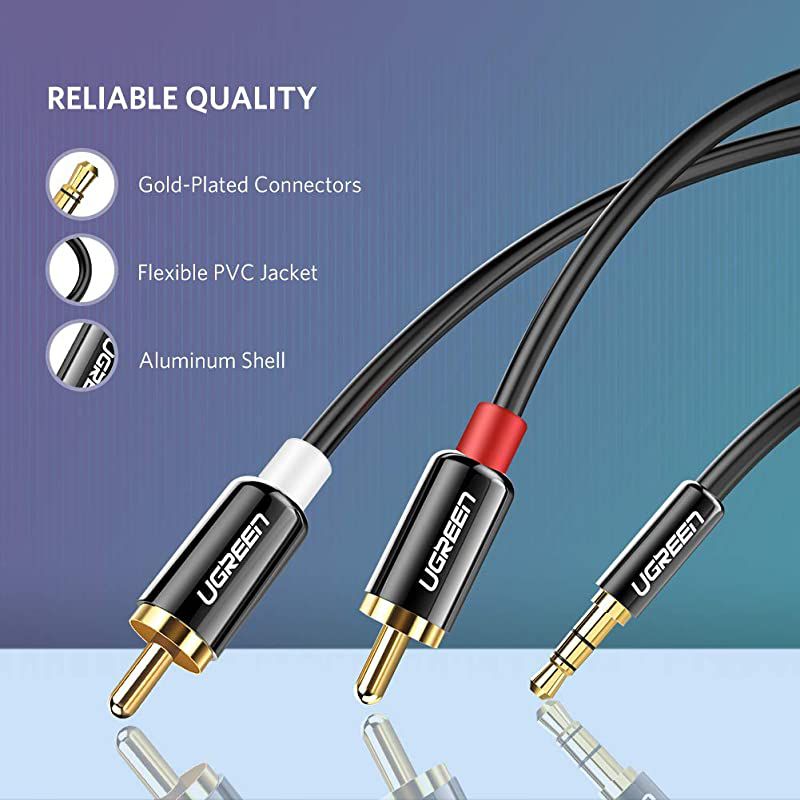 35mm to 2RCA Audio Auxiliary Stereo Y Splitter Cable 10ft