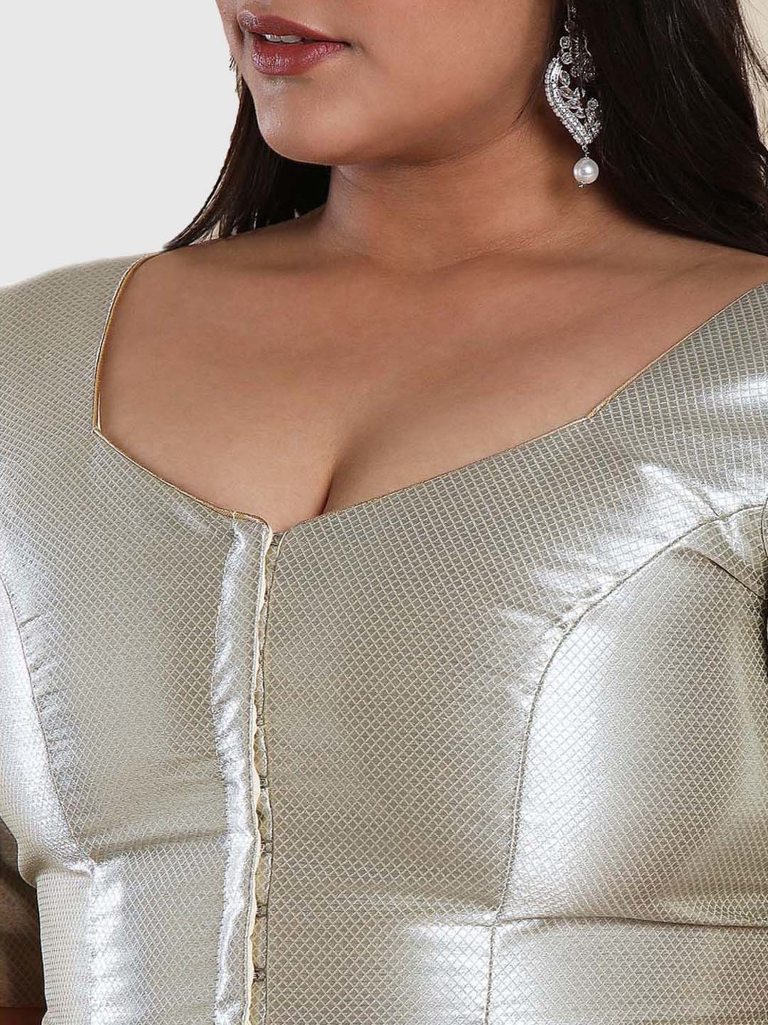 Salwar Studio Silver Textured Pattern Blouse