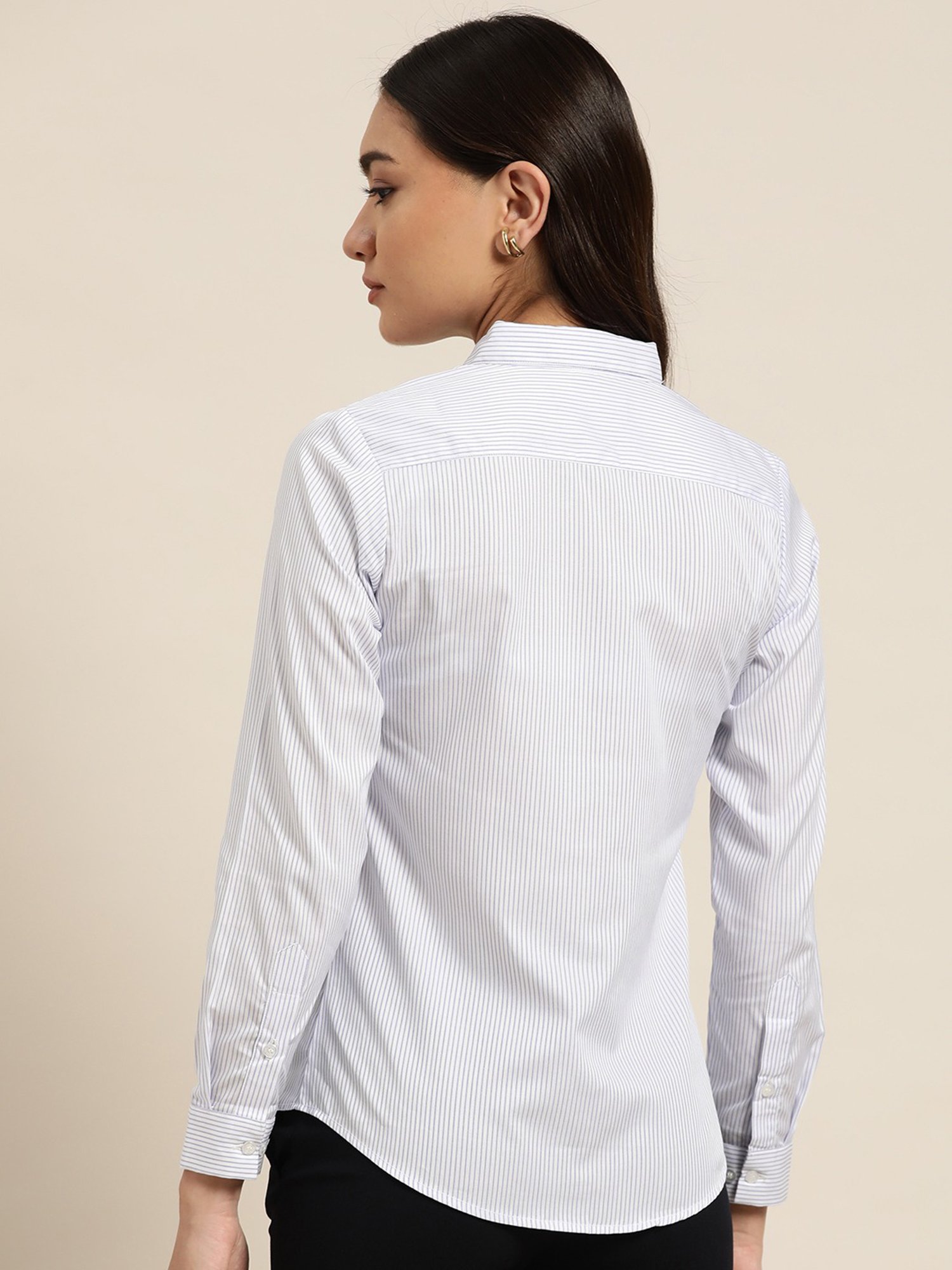 Hancock White & Blue Cotton Striped Shirt