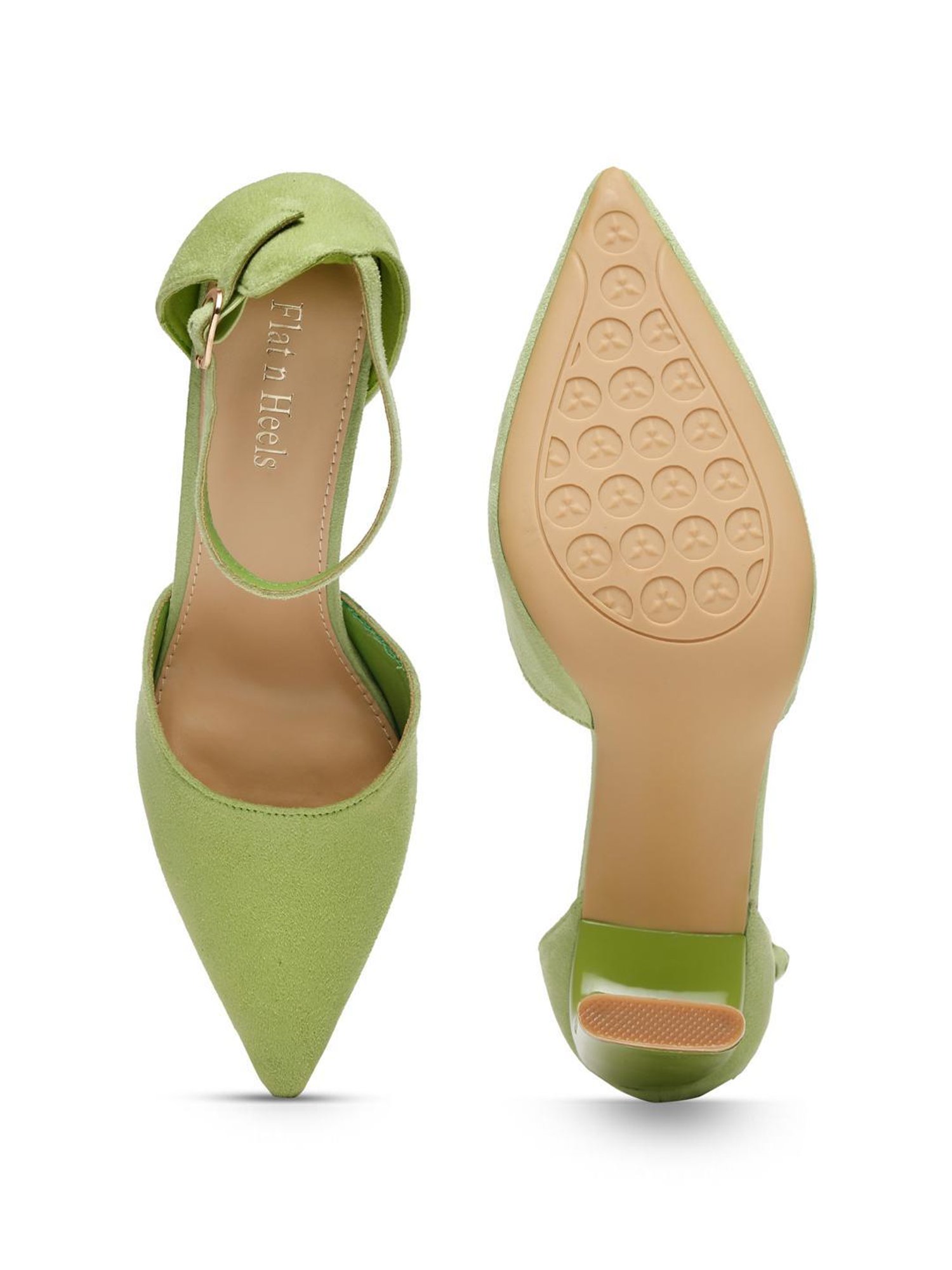 Flat N Heels Women's Green Ankle Strap Sandals