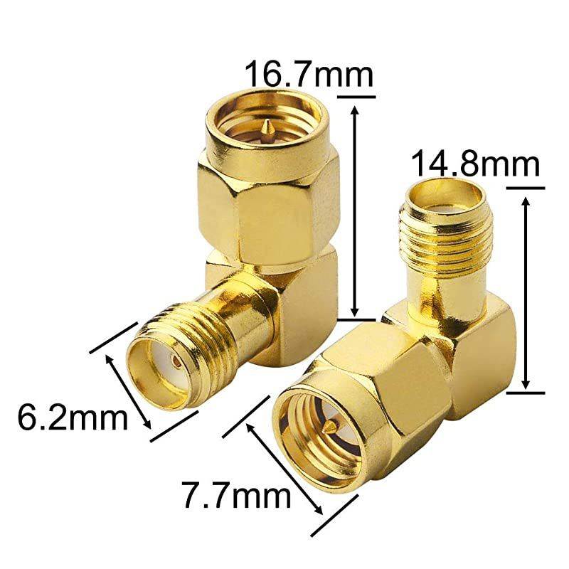 Male to Female Right Angle 90Degree Adapter Gold Plated Contacts Pack of 4