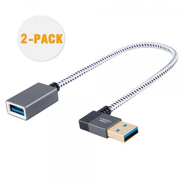 CableCreation [2-Pack] Short (1ft) USB3.0 Extension Cable, Right Angle USB 3.0 Male to Female Extension Cable USB 3.0 Extender Cord, 90 Degree USB A-Male to A-Female Space Grey luminum
