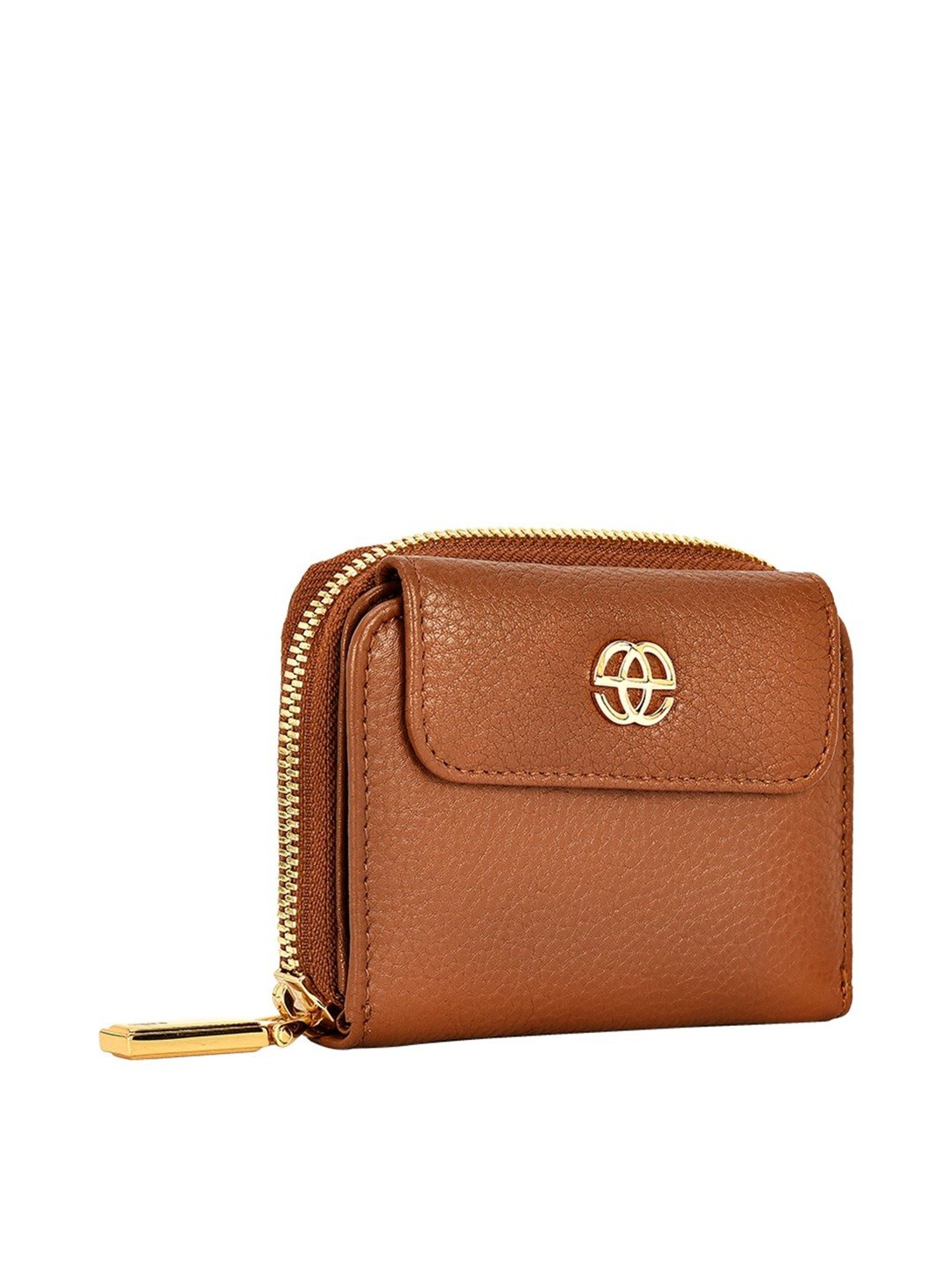 Eske Isa Brown Solid Zip Around Wallet for Women