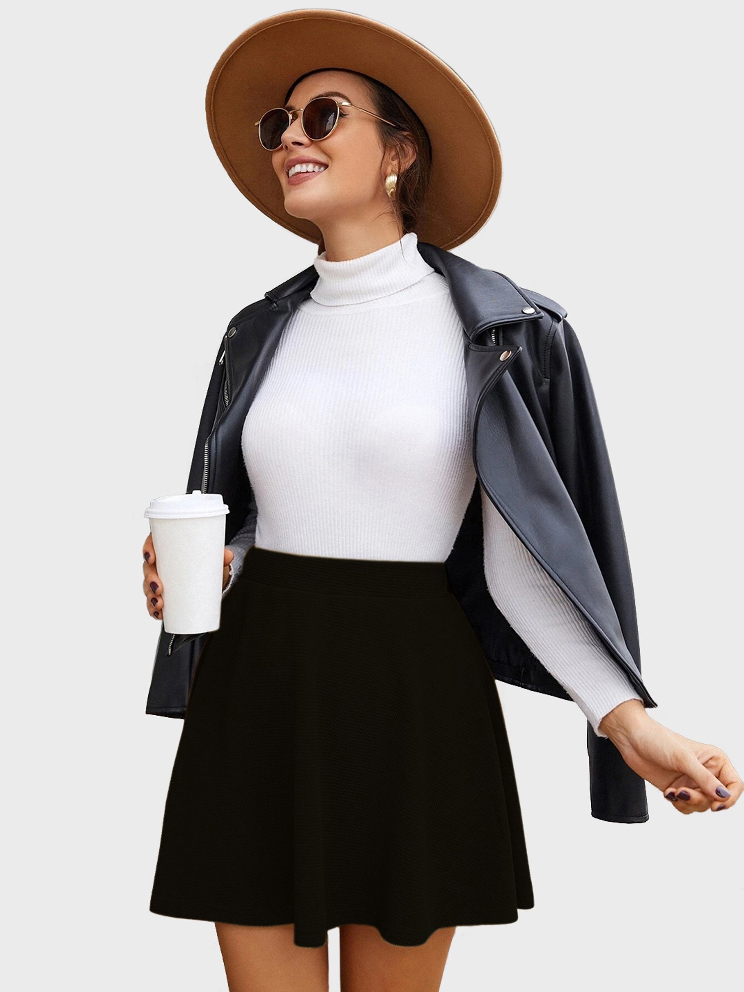 BUYNEWTREND Black A-Line Skirt