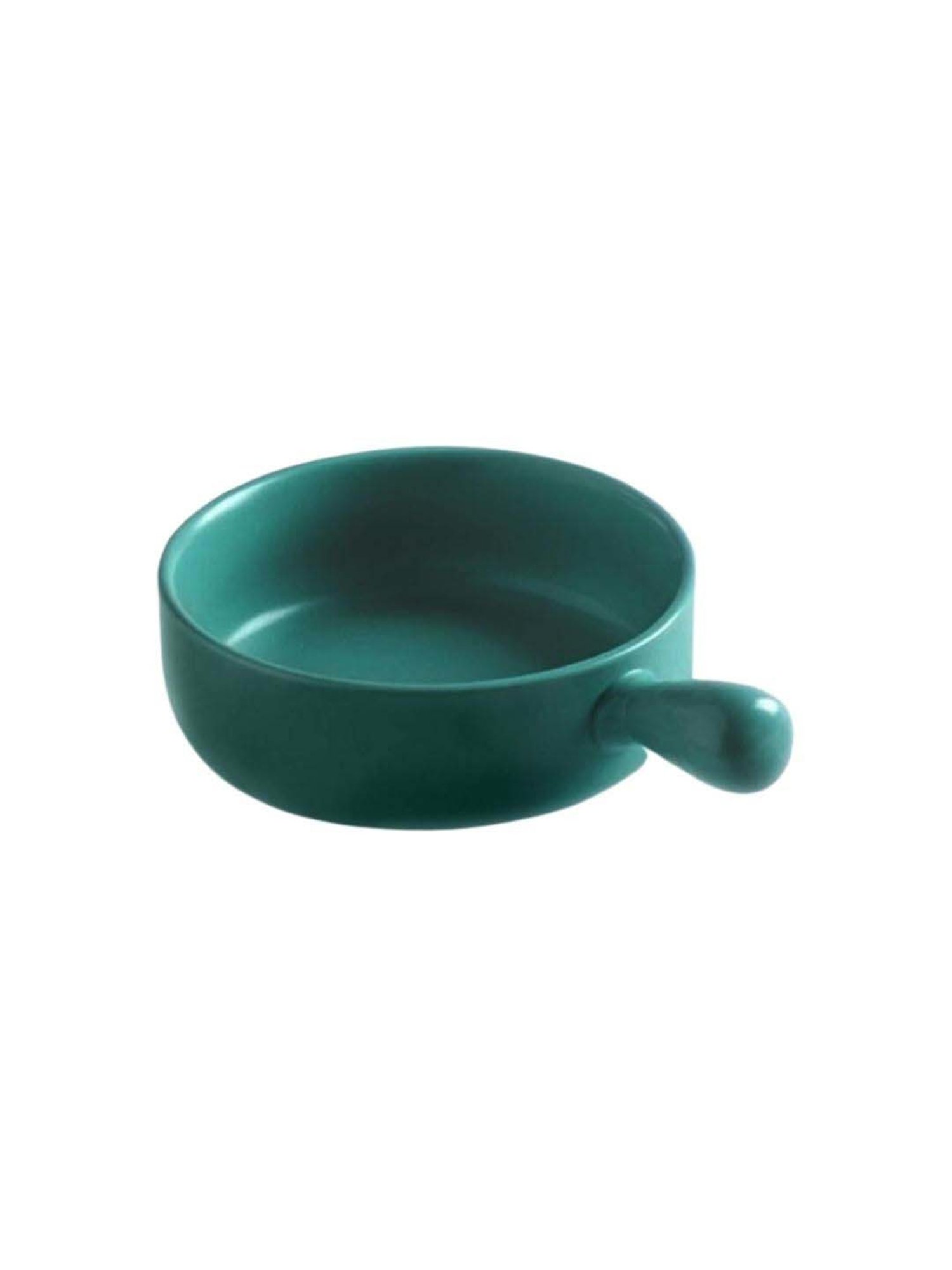Nestasia Premium Quality Dark Green Ceramic Made Serving Bowl With Handle For Serving Snacks (600ml)