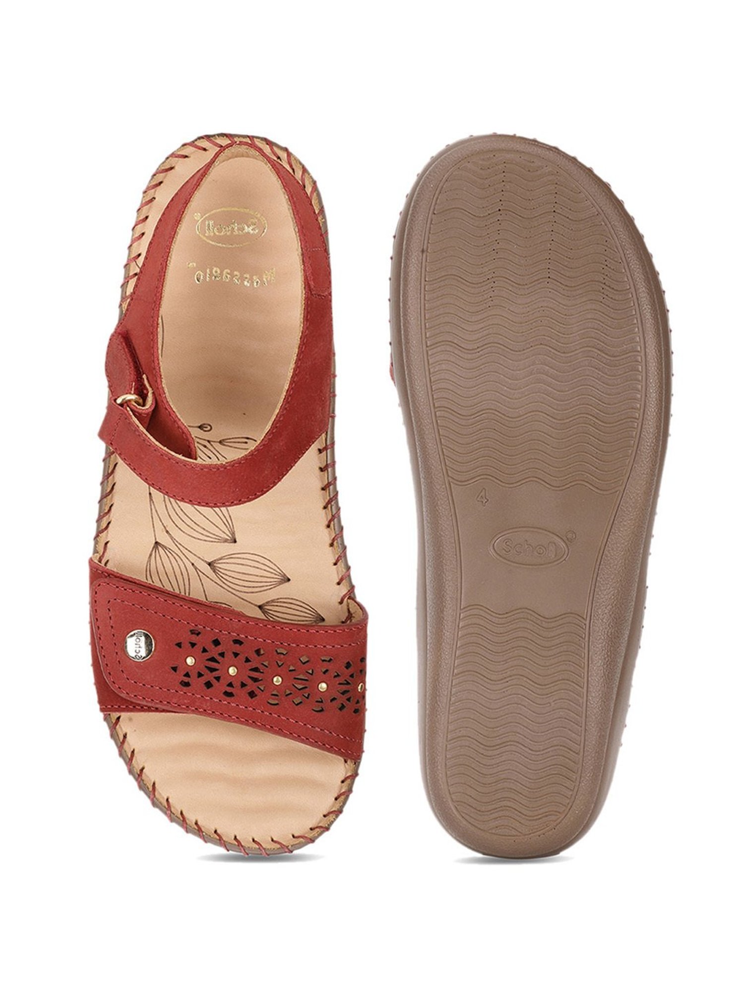 Scholl by Bata Women's Red Ankle Strap Wedges