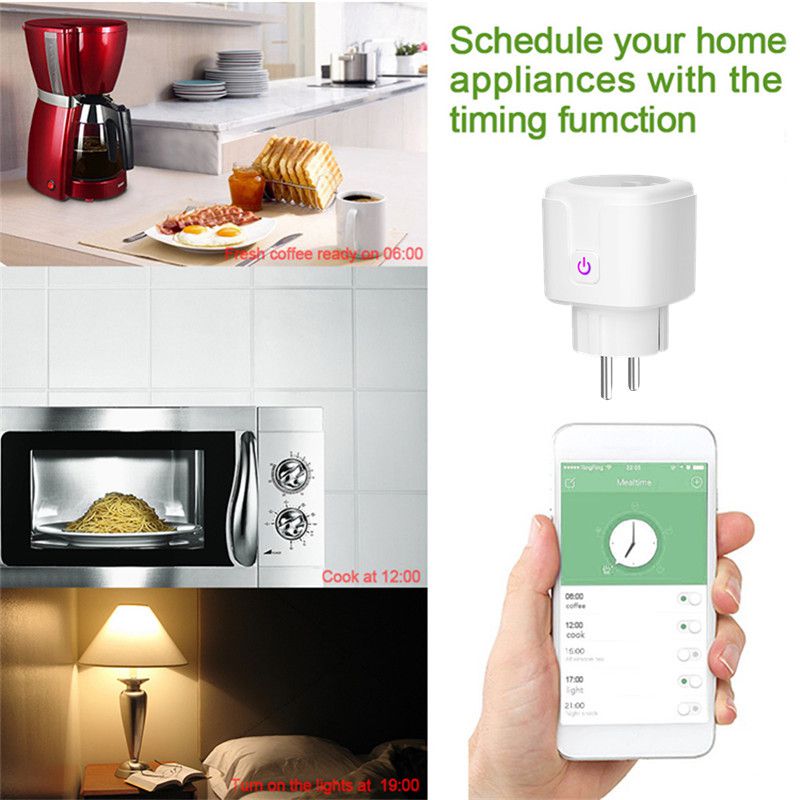 Yijianxi WiFi Smart Wireless Plug EU Adaptor Remote Voice Control Power Energy Monitor Outlet Timer Socket for Alexa Google Home