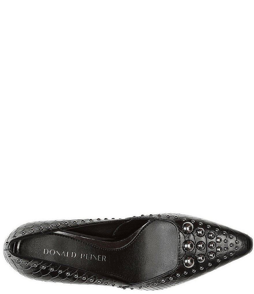 Donald Pliner Pola Snake Embossed Studded Leather Dress Pumps