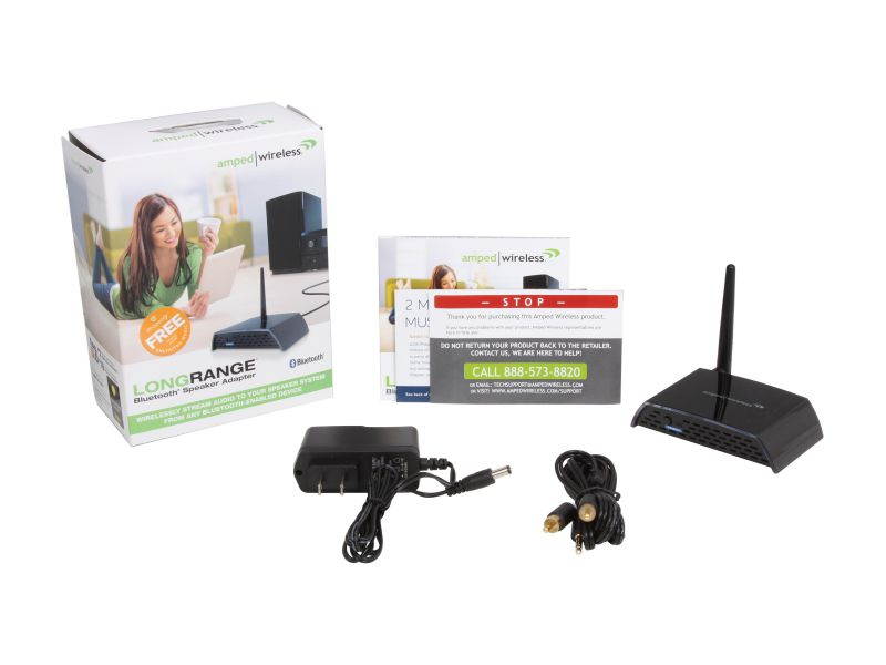 Amped Wireless BTSA1 3.5mm and RCA ports Long Range Bluetooth Speaker Adapter
